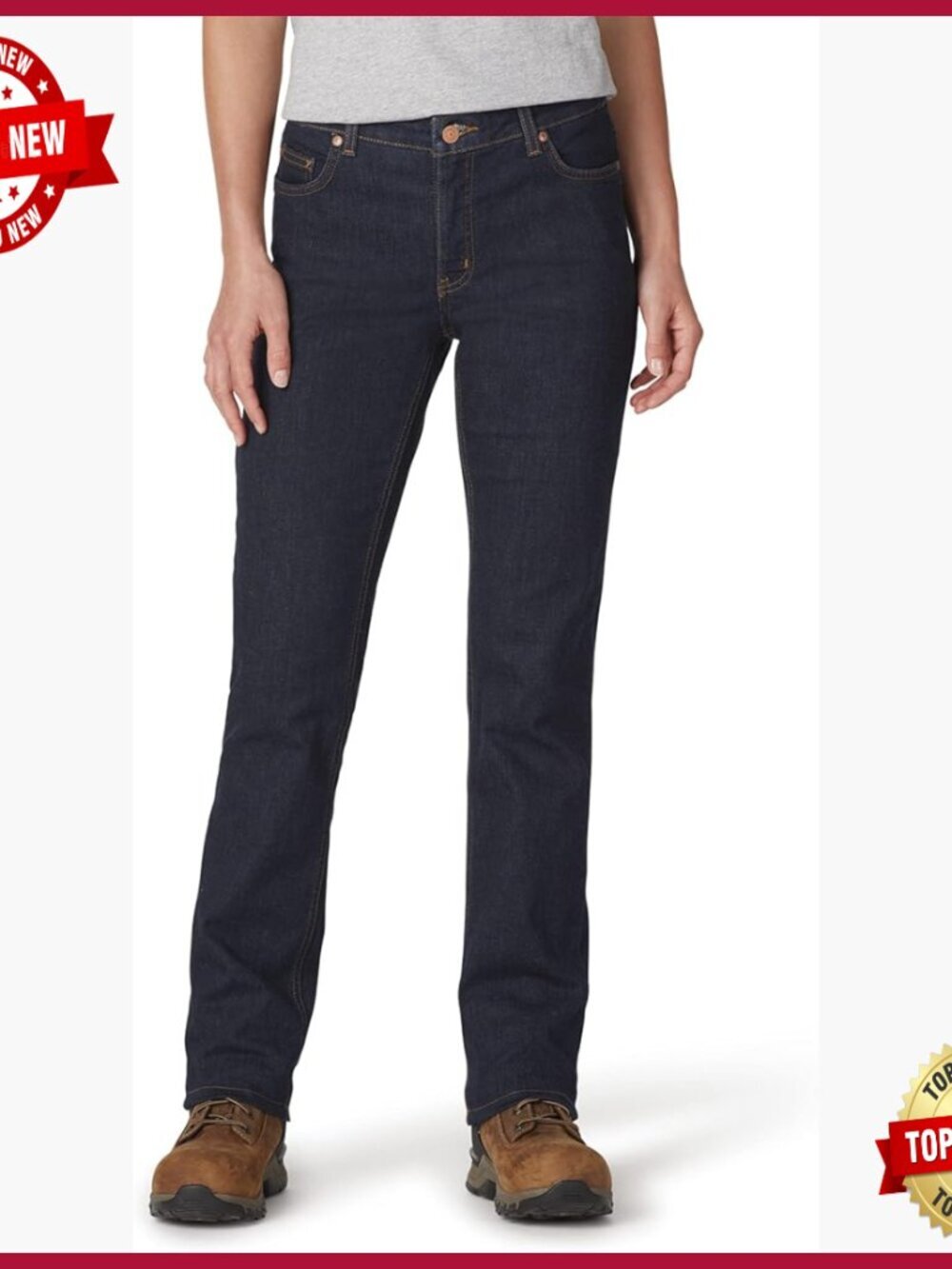 Stretch Denim Straight Leg Jeans with Tummy Panel Support